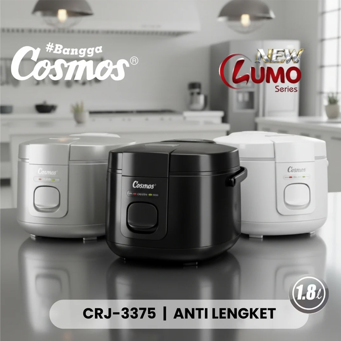 Cosmos Rice Cooker Non Stick 1.8 L Hitam - CRJ3375B | CRJ-3375B 